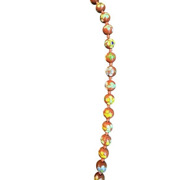 Cloisonne Rust Brown Beaded Necklace - Picture 3 of 7